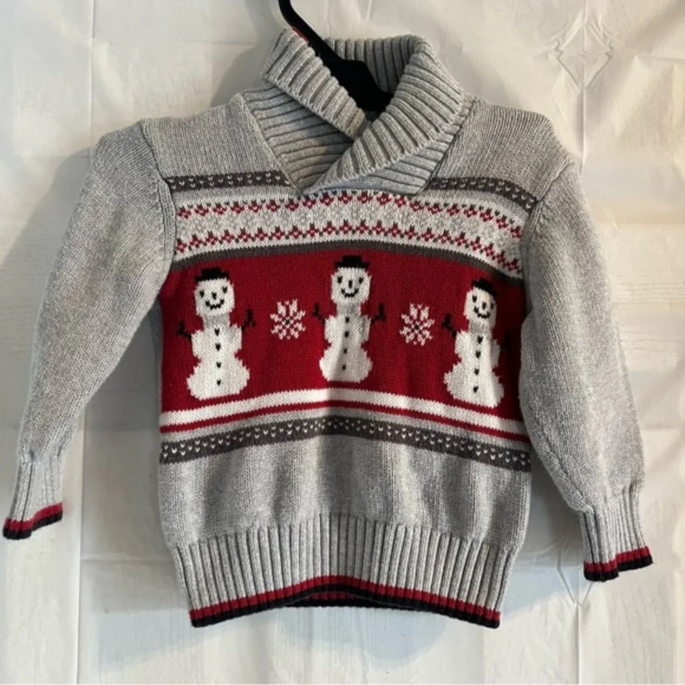 Kids Christmas Sweater Size 12-18‎ Months Gymboree Knit Snowman Family Pictures